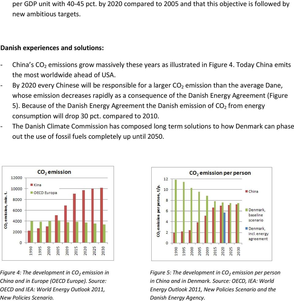 By 2020 every Chinese will be responsible for a larger CO 2 emission than the average Dane, whose emission decreases rapidly as a consequence of the Danish Energy Agreement (Figure 5).