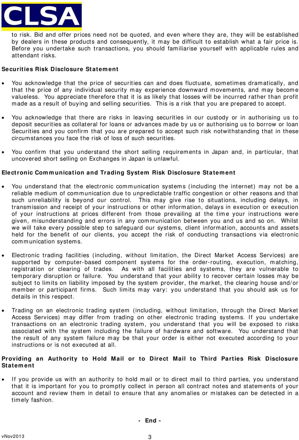 Hong Kong Market Annex Risk Disclosure Statement Pdf Free Download