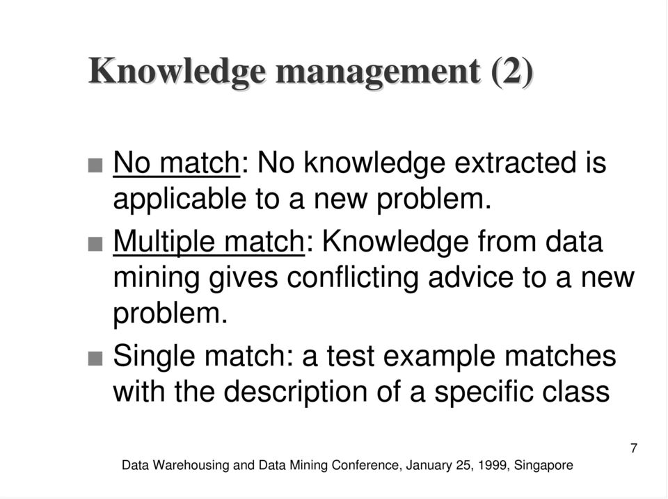 Multiple match: Knowledge from data mining gives conflicting