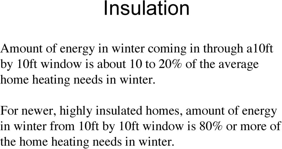 For newer, highly insulated homes, amount of energy in winter from