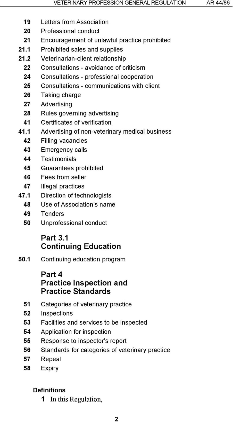 28 Rules governing advertising 41 Certificates of verification 41.