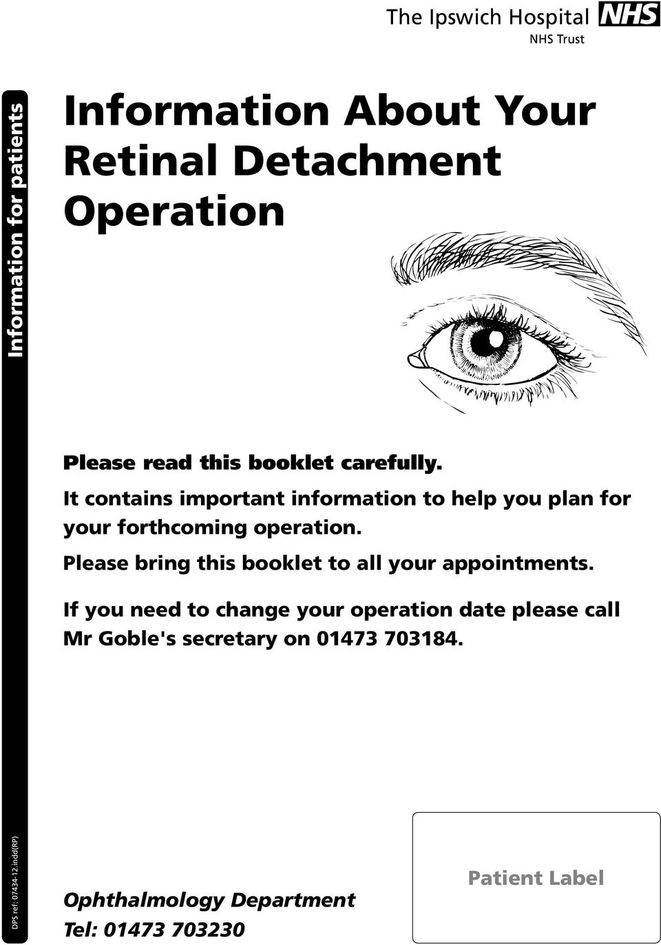 Please bring this booklet to all your appointments.