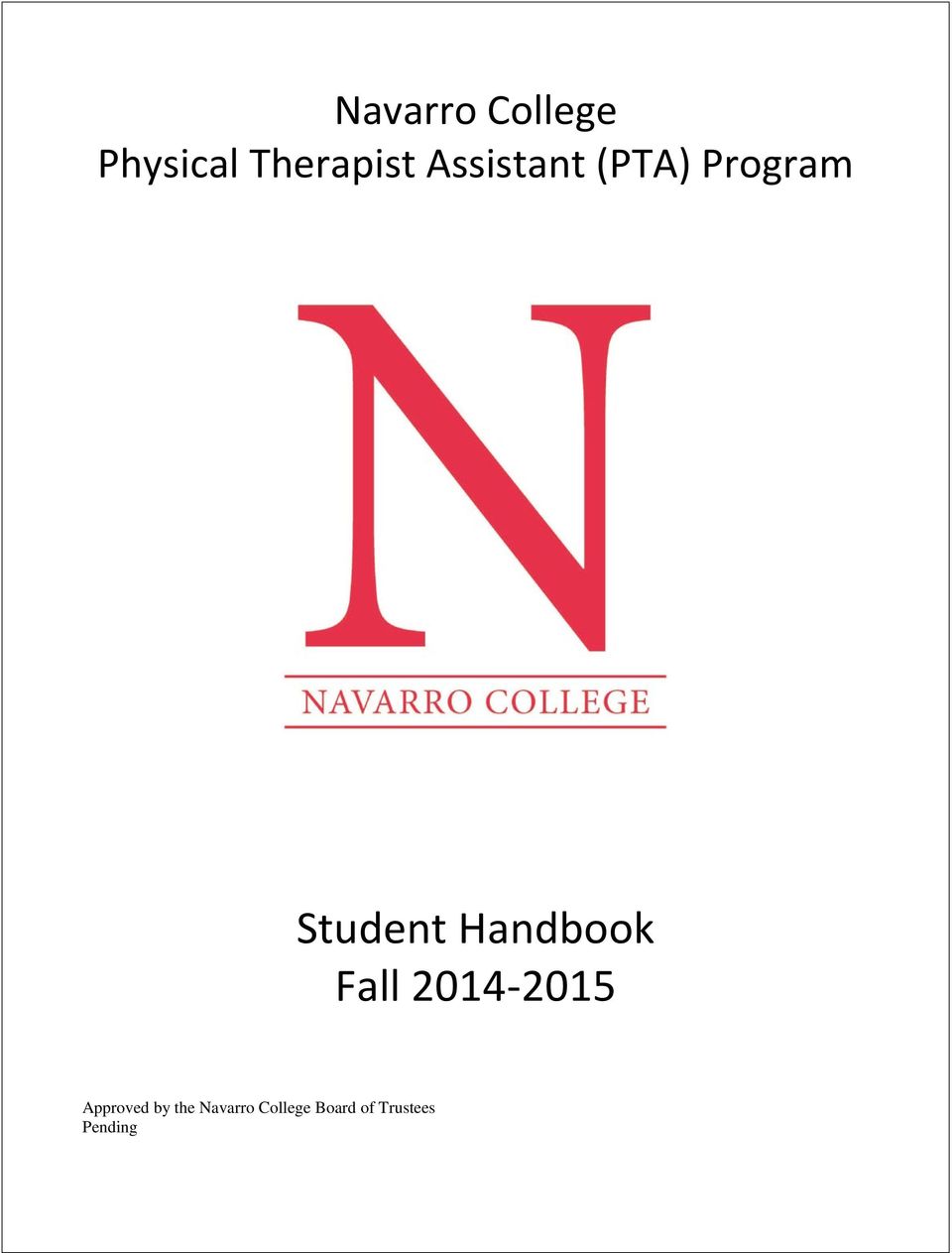 Handbook Fall 2014-2015 Approved by