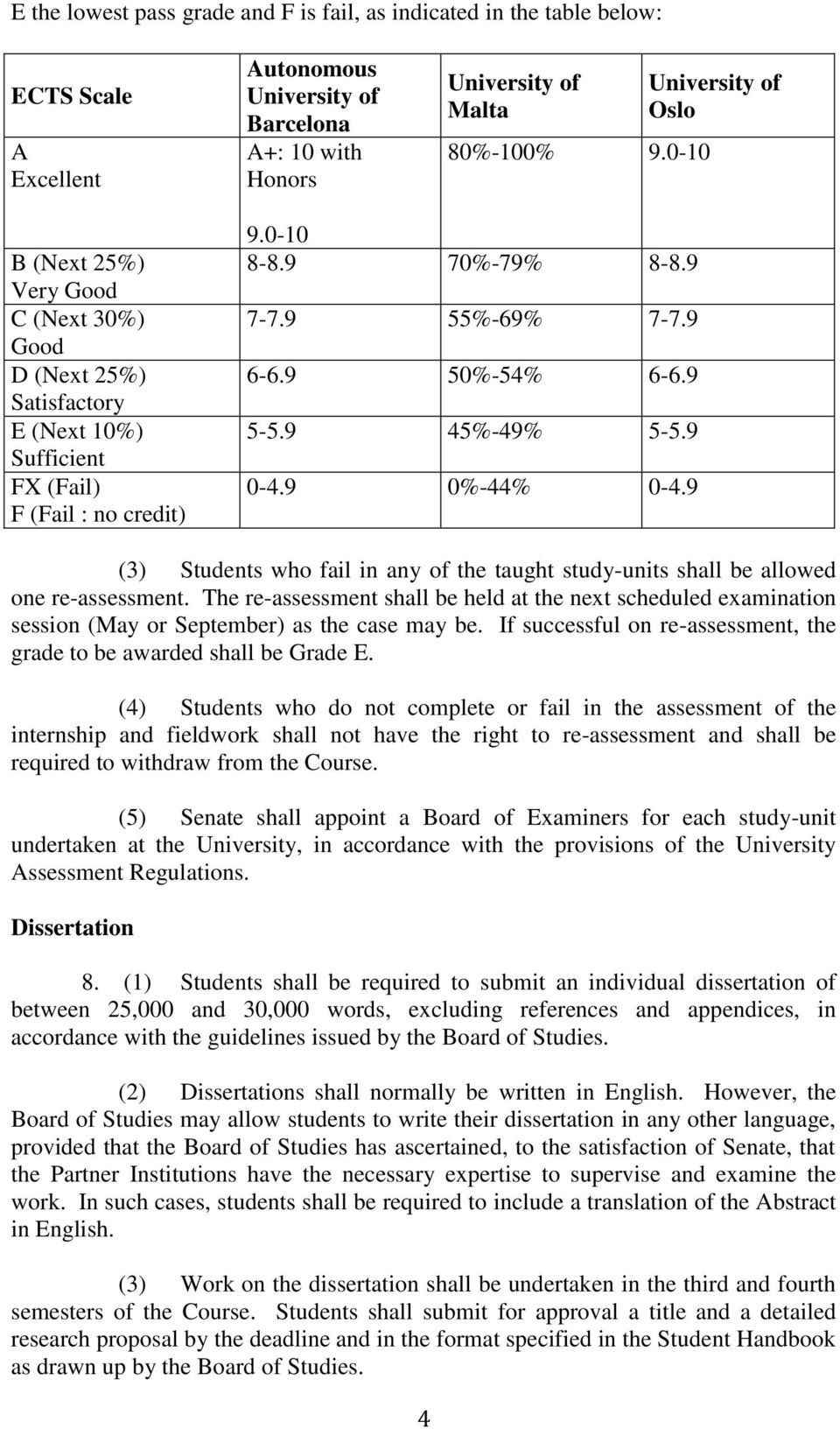 9 50%-54% 6-6.9 5-5.9 45%-49% 5-5.9 0-4.9 0%-44% 0-4.9 (3) Students who fail in any of the taught study-units shall be allowed one re-assessment.