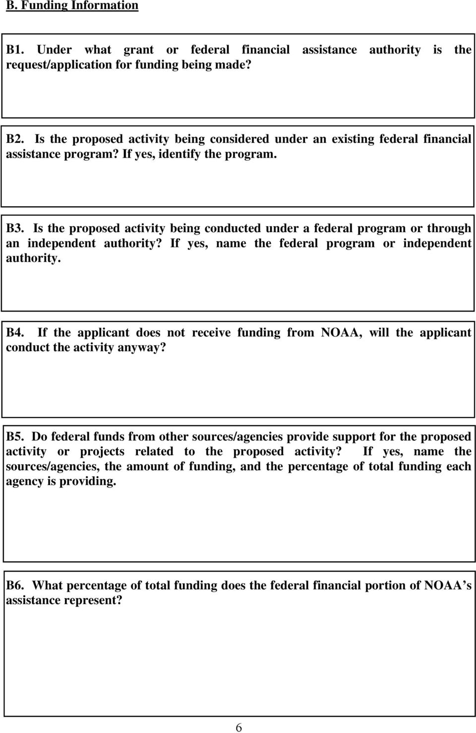 Is the proposed activity being conducted under a federal program or through an independent authority? If yes, name the federal program or independent authority. B4.