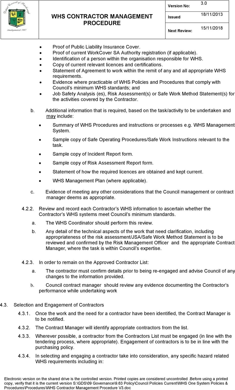 Statement of Agreement to work within the remit of any and all appropriate WHS requirements.