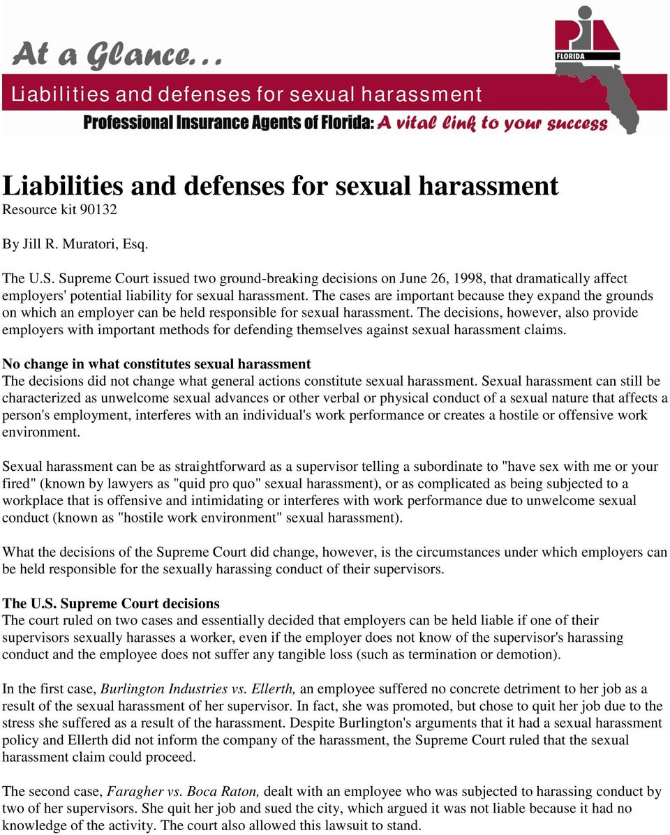 The cases are important because they expand the grounds on which an employer can be held responsible for sexual harassment.