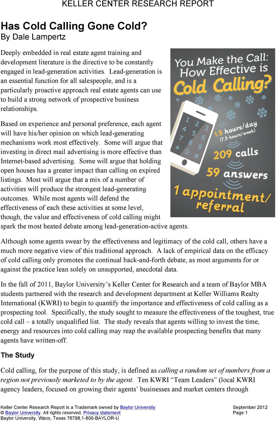 has cold calling gone cold? by dale lampertz - pdf