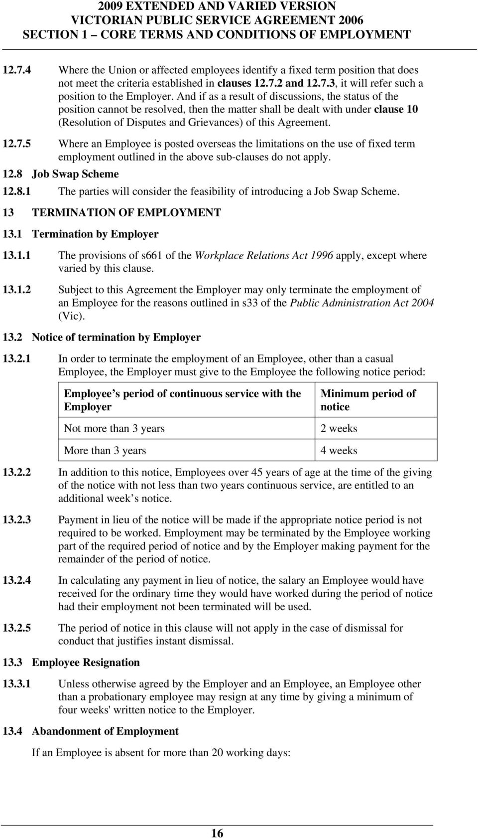 5 Where an Employee is posted overseas the limitations on the use of fixed term employment outlined in the above sub-clauses do not apply. 12.8 