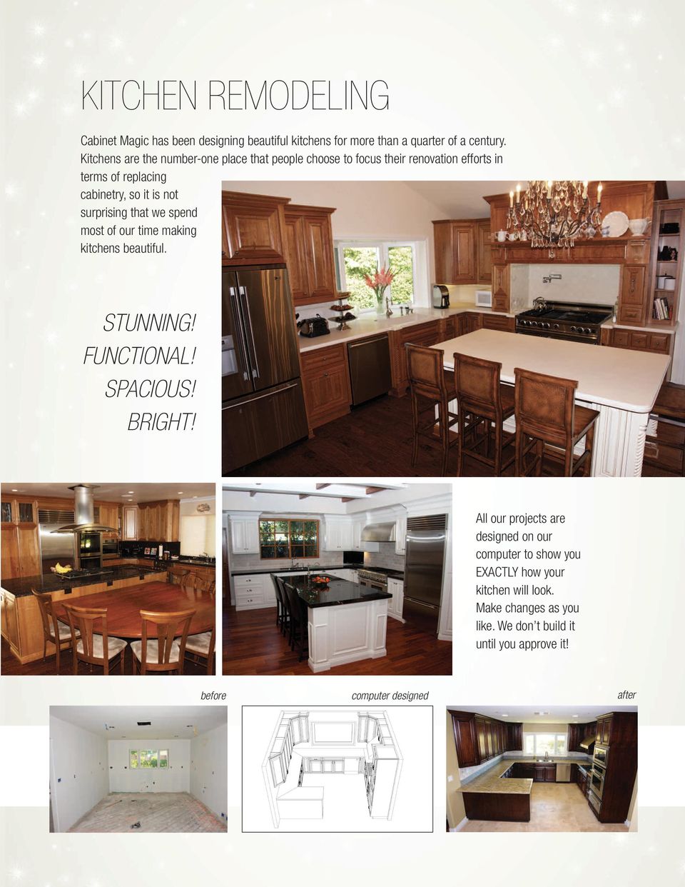 surprising that we spend most of our time making kitchens beautiful. STUNNING! FUNCTIONAL! SPACIOUS! BRIGHT!