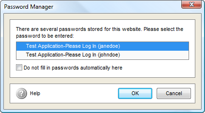 11 If there are several passwords stored for a particular site or application, you will be prompted to select the logon data to be entered.