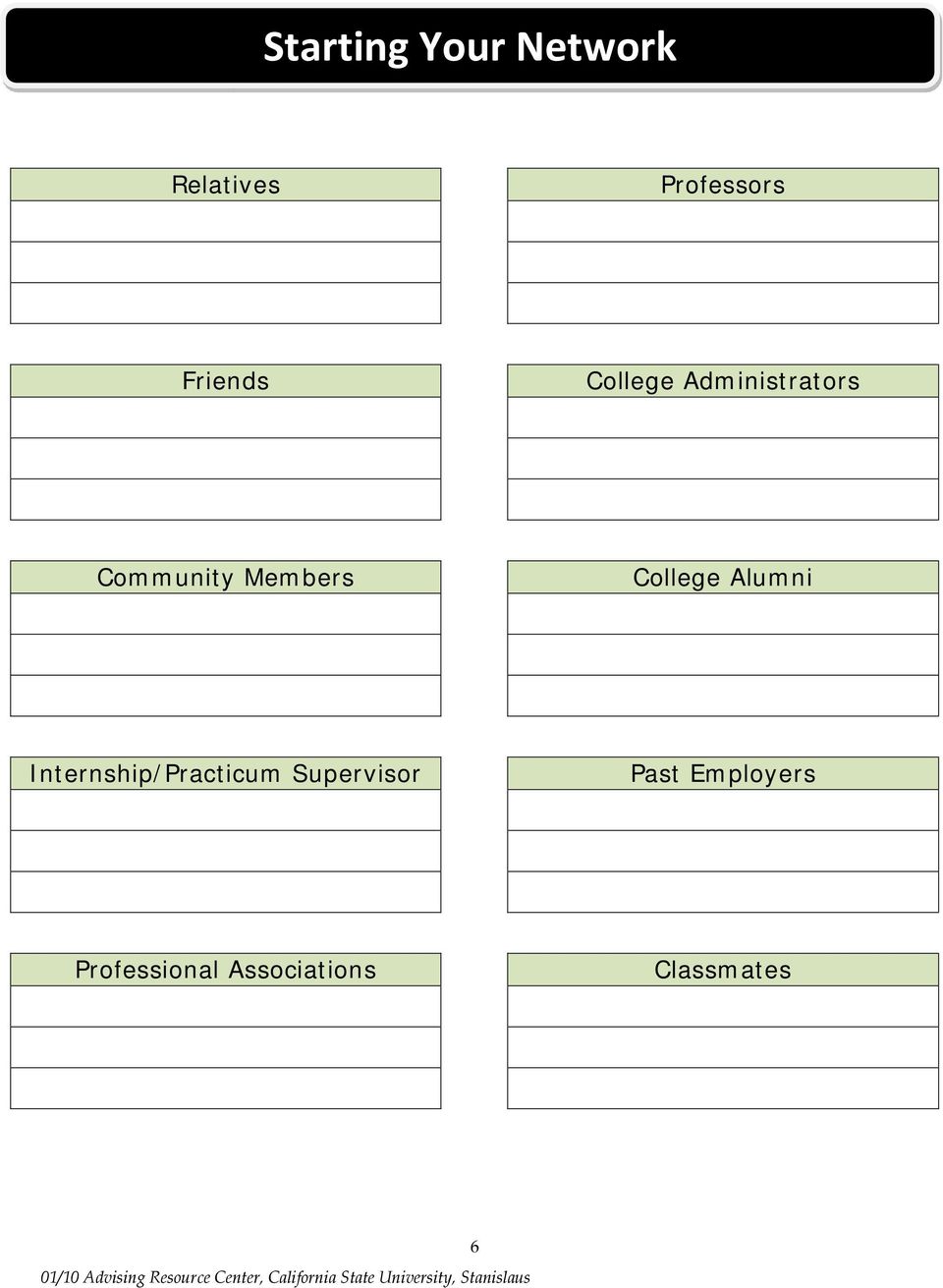 Members College Alumni Internship/Practicum