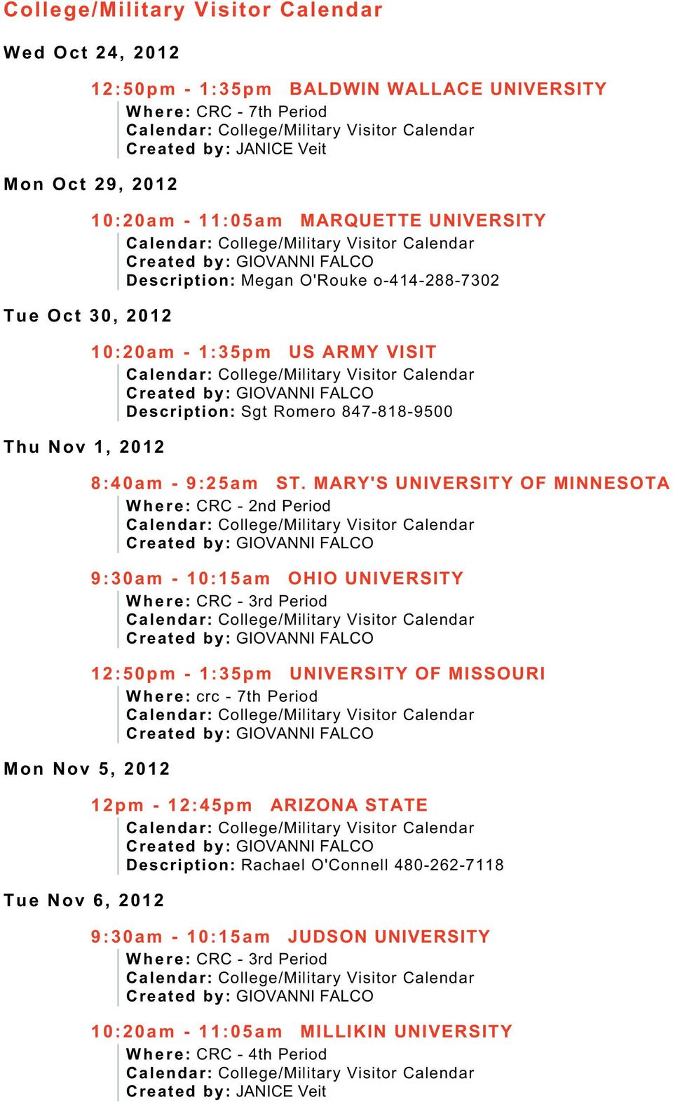 College Military Visitor Calendar Pdf Free Download