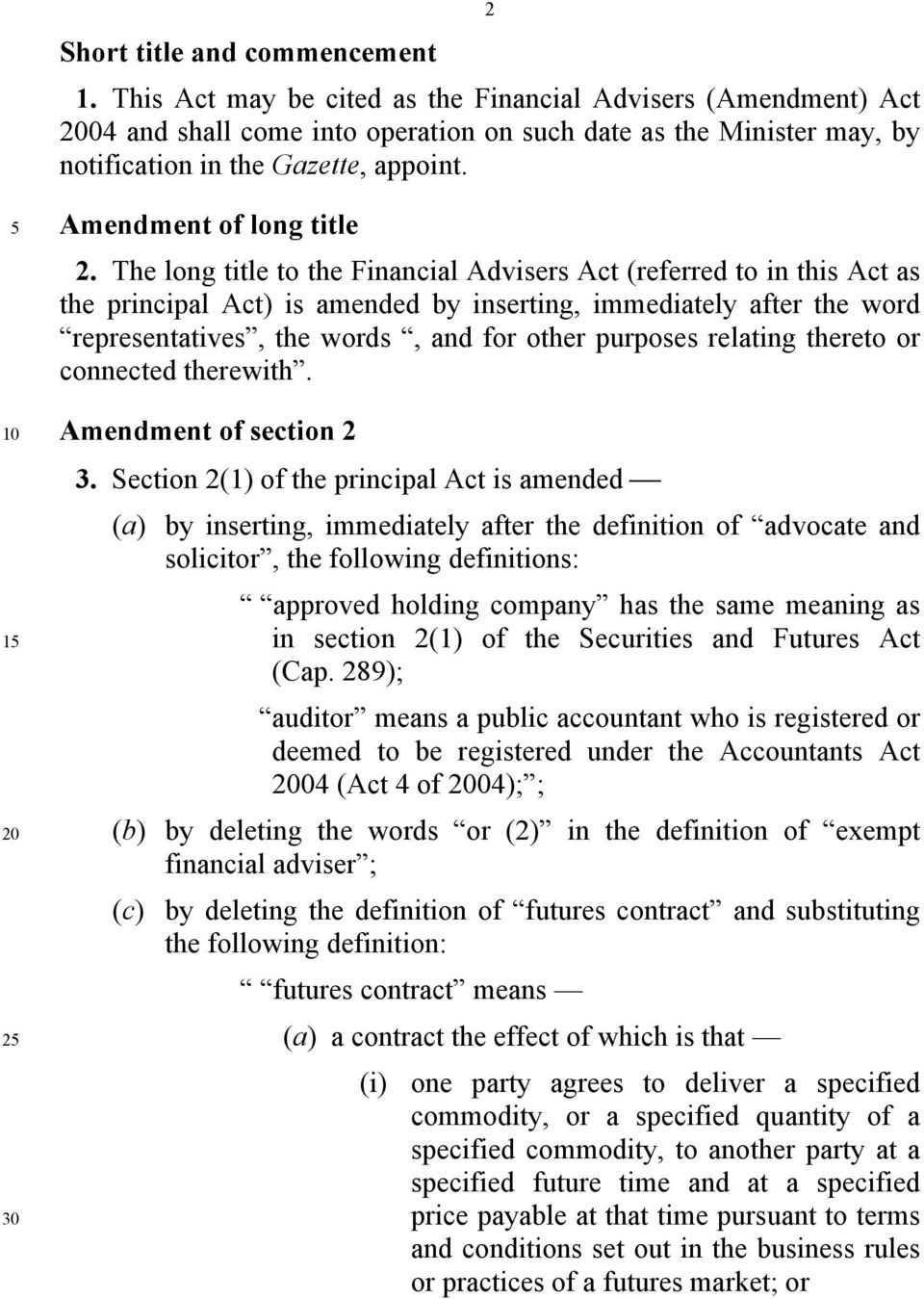 The long title to the Financial Advisers Act (referred to in this Act as the principal Act) is amended by inserting, immediately after the word representatives, the words, and for other purposes