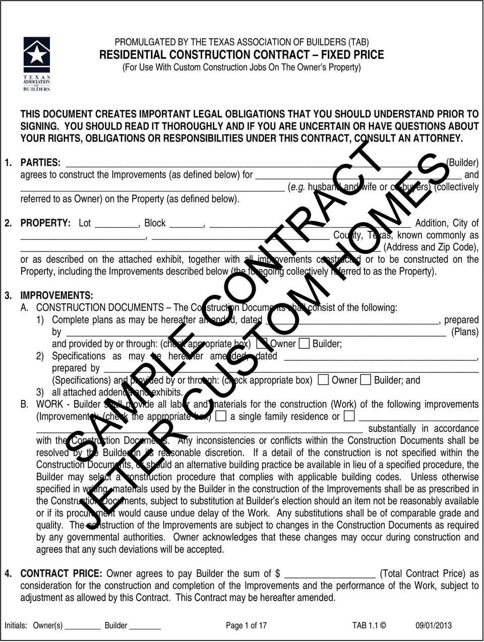 Residential Construction Contract Fixed Price Pdf Free Download