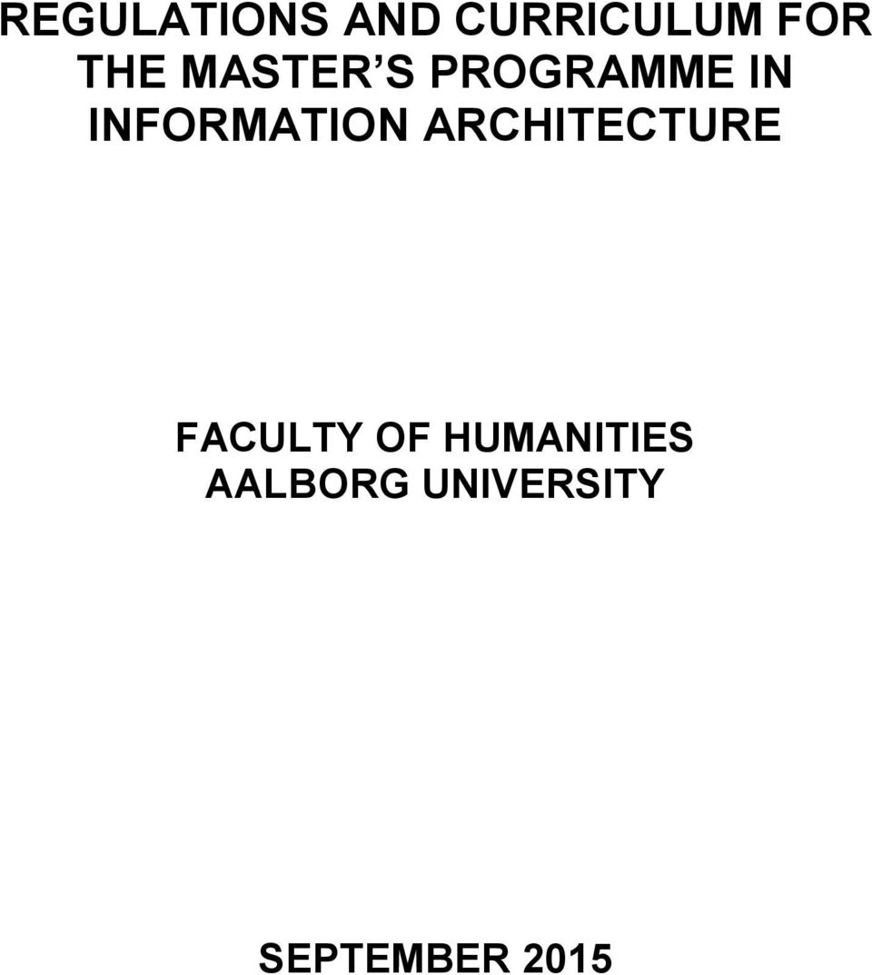 ARCHITECTURE FACULTY OF HUMANITIES