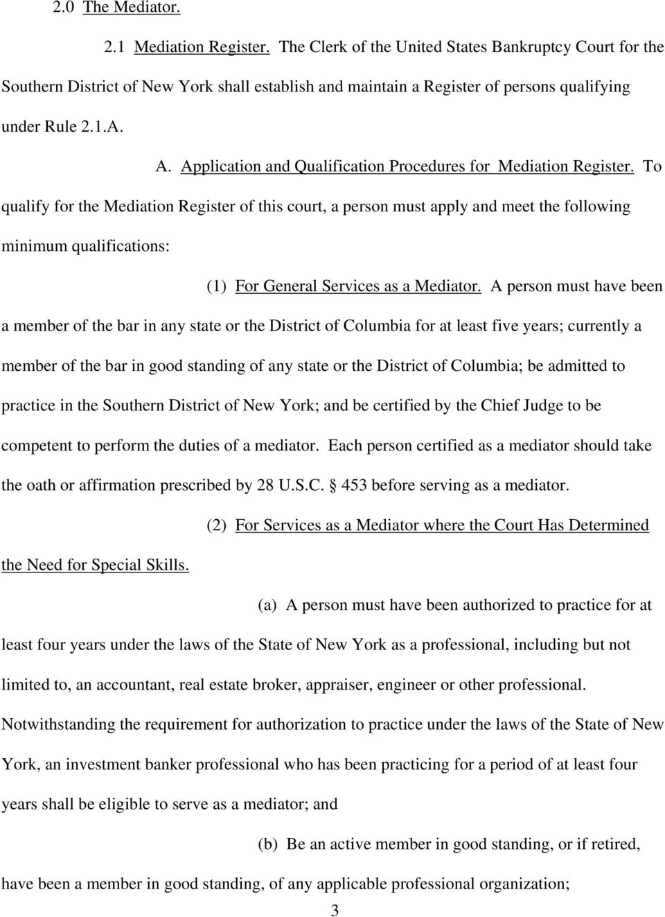 Application and Qualification Procedures for Mediation Register.