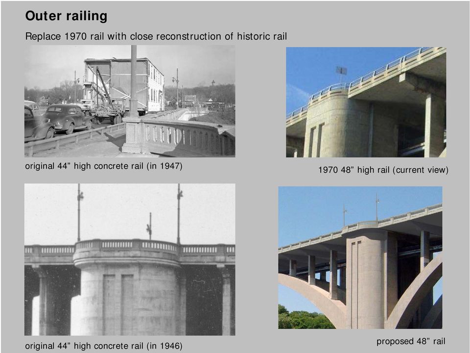 concrete rail (in 1947) 1970 48 high rail (current