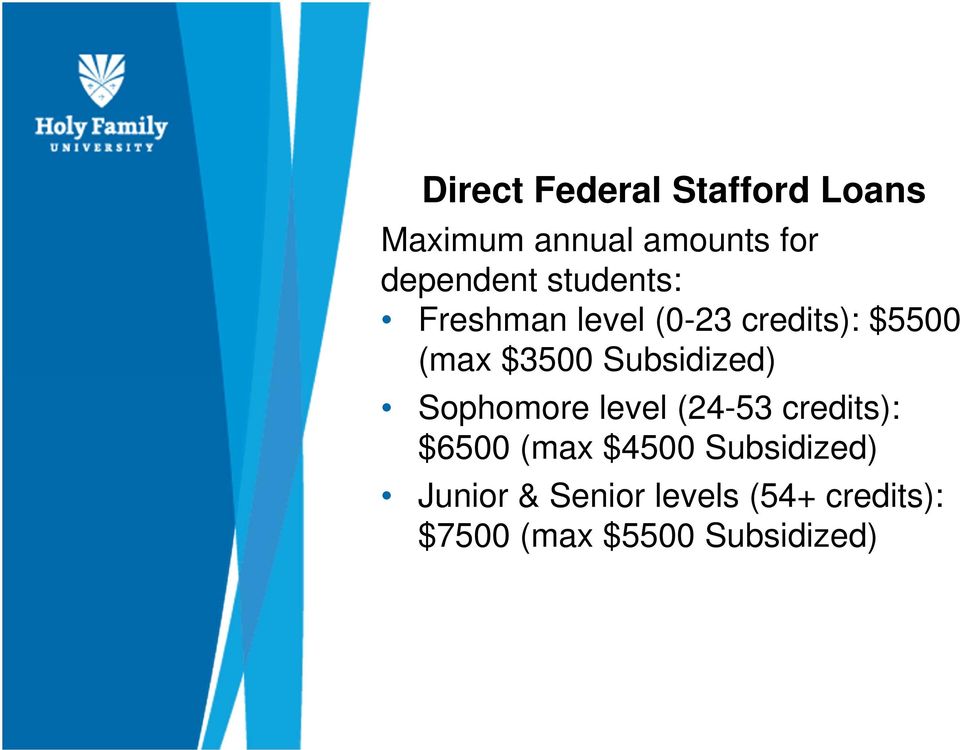 Subsidized) Sophomore level (24-53 credits): $6500 (max $4500