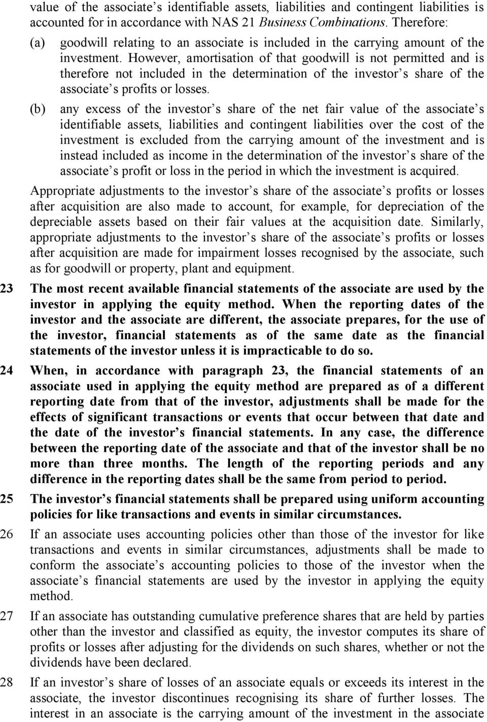 However, amortisation of that goodwill is not permitted and is therefore not included in the determination of the investor s share of the associate s profits or losses.