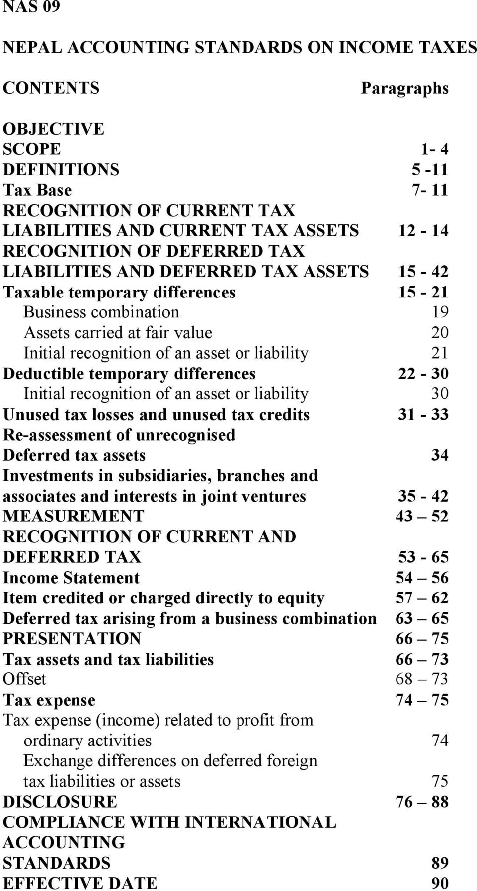 liability 21 Deductible temporary differences 22-30 Initial recognition of an asset or liability 30 Unused tax losses and unused tax credits 31-33 Re-assessment of unrecognised Deferred tax assets 34