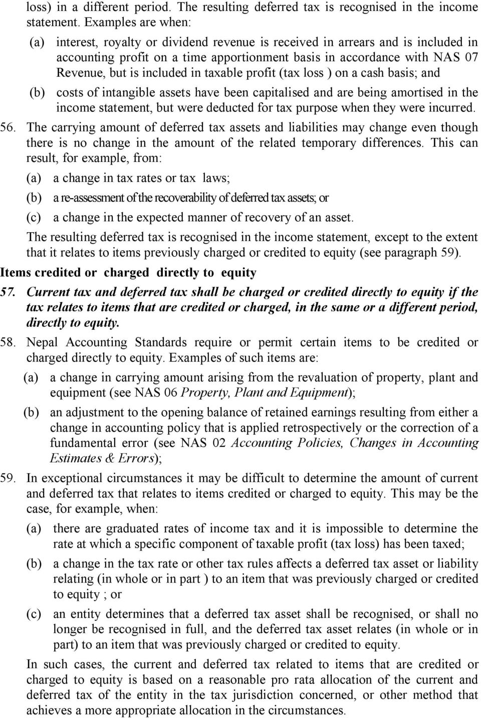 included in taxable profit (tax loss ) on a cash basis; and (b) costs of intangible assets have been capitalised and are being amortised in the income statement, but were deducted for tax purpose