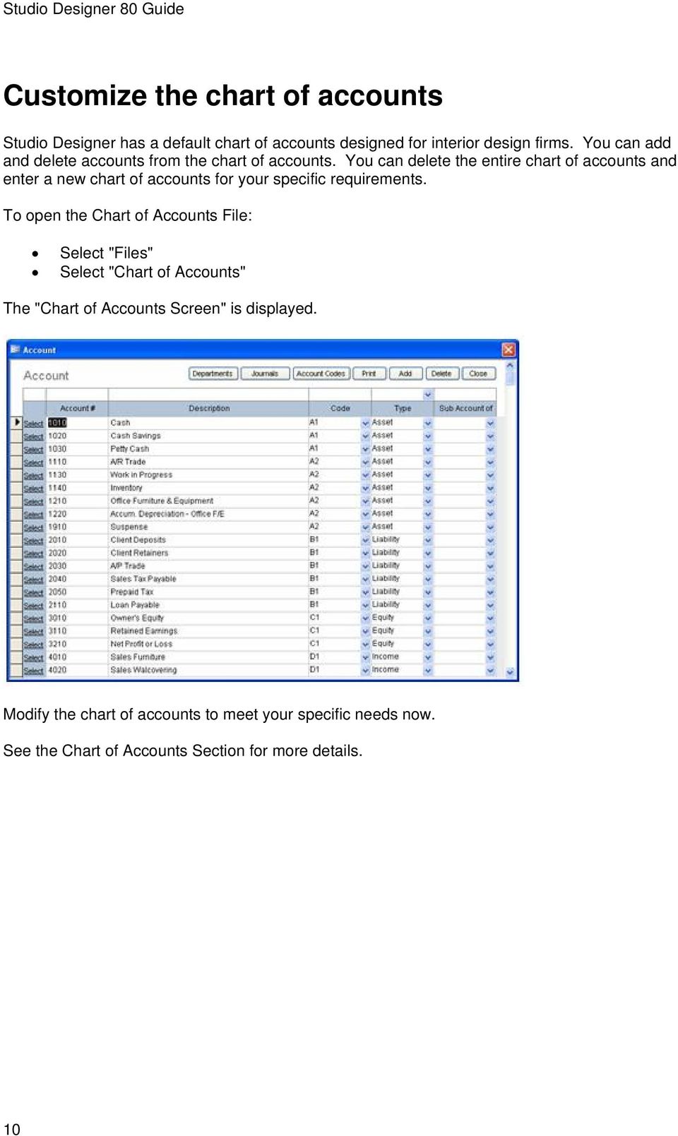 You can delete the entire chart of accounts and enter a new chart of accounts for your specific requirements.