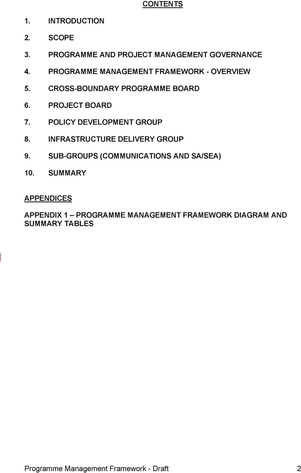 POLICY DEVELOPMENT GROUP 8. INFRASTRUCTURE DELIVERY GROUP 9. SUB-GROUPS (COMMUNICATIONS AND SA/SEA) 10.