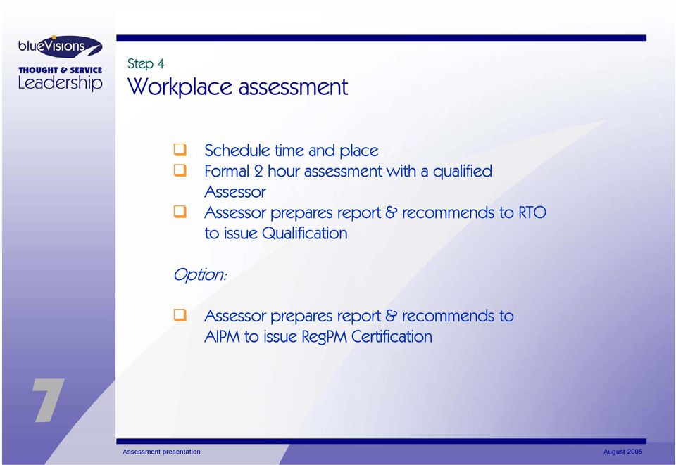 report & recommends to RTO to issue Qualification Option: