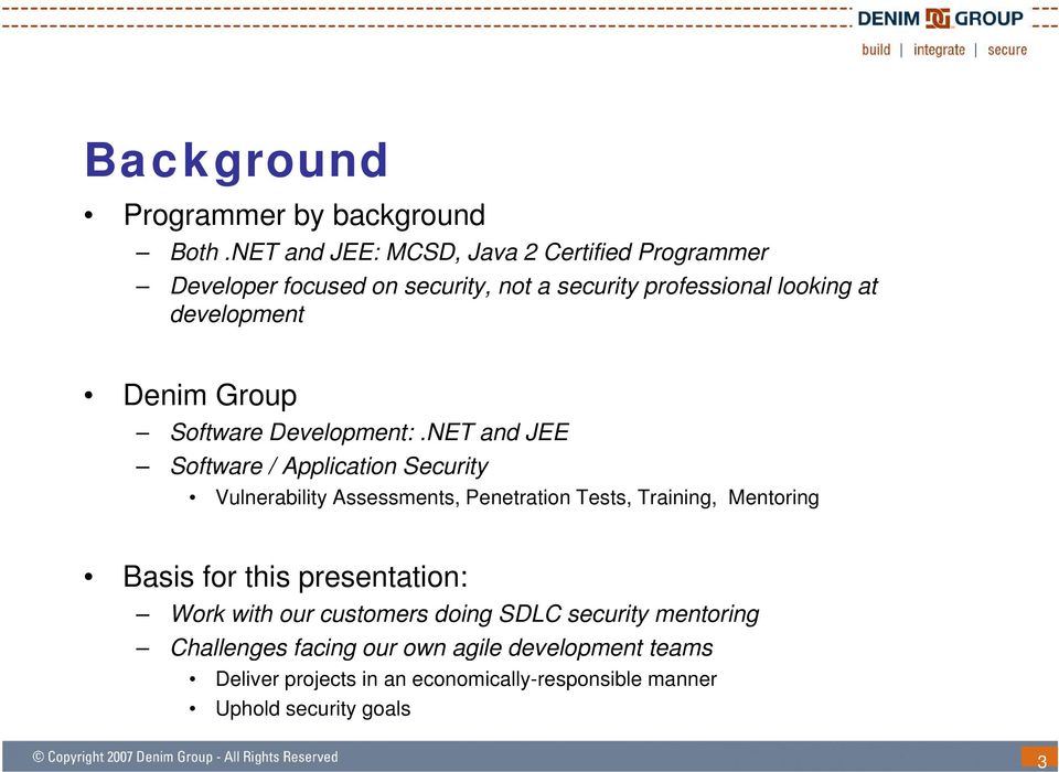 Denim Group Software Development:.