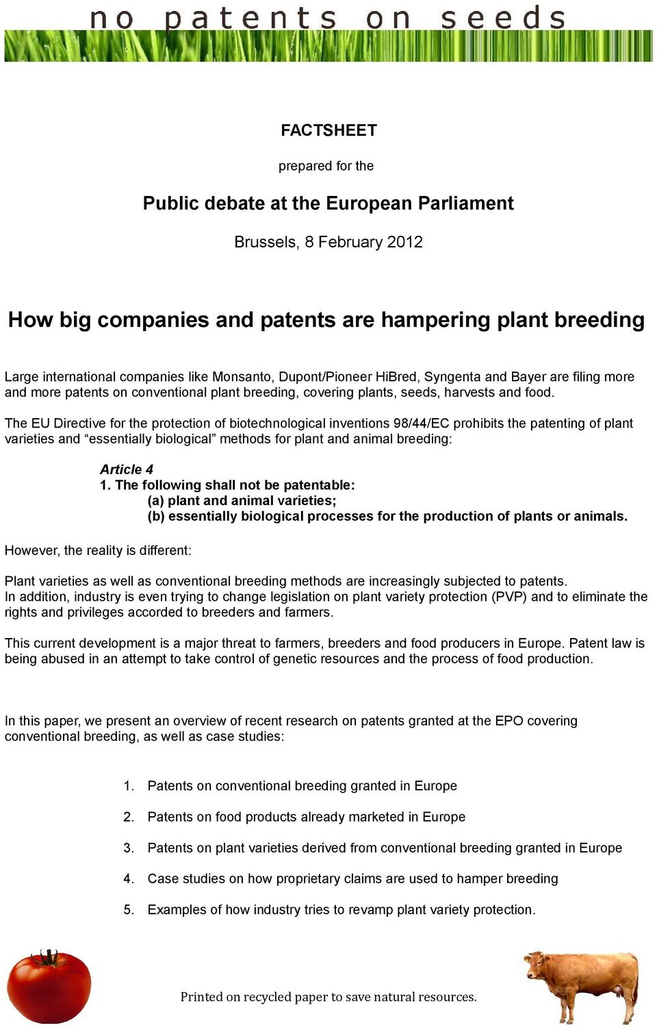 How big companies and patents are hampering plant breeding - PDF Free  Download