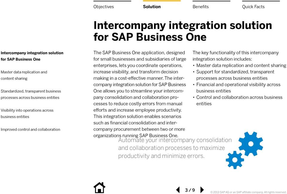 The intercompany integration solution for SAP Business One allows you to streamline your intercompany consolidation and collaboration processes to reduce costly errors from manual efforts and