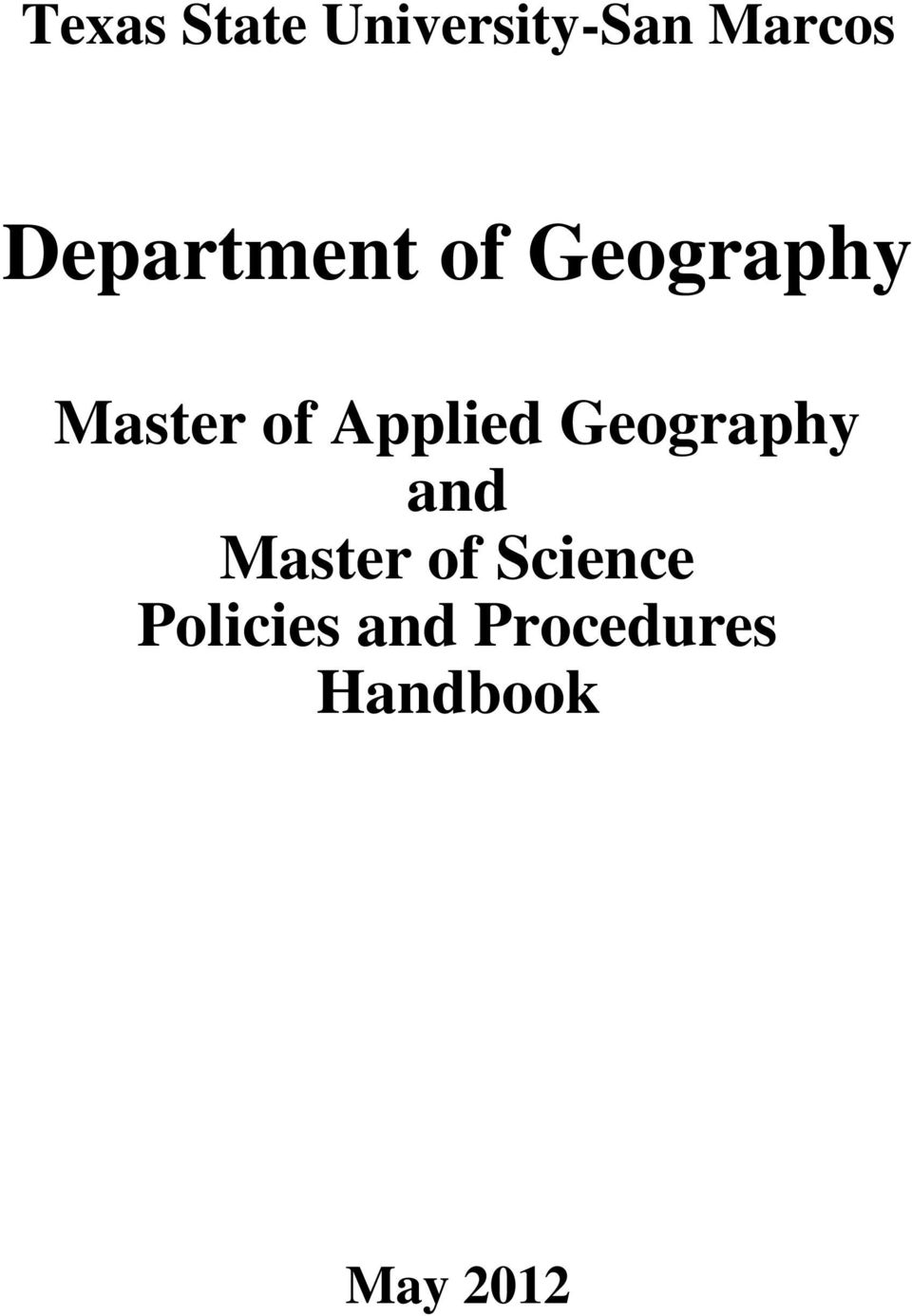 Applied Geography and Master of