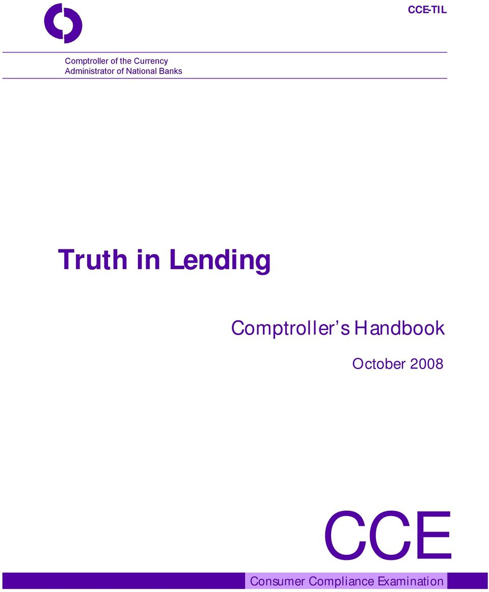 in Lending Comptroller s Handbook