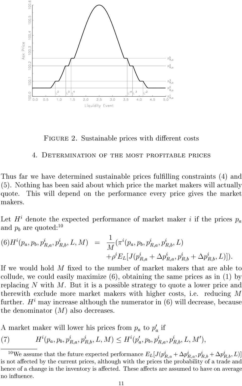 Let H i denote the expected performance of market maker i if the prices p a and p b are quoted: 10 (6)H i (p a ;p b ;p i R;a ;pi R;b ;L;M) = 1 M (i (p a ;p b ;p i R;a ;pi R;b ;L) + i E L [J(p i R;a