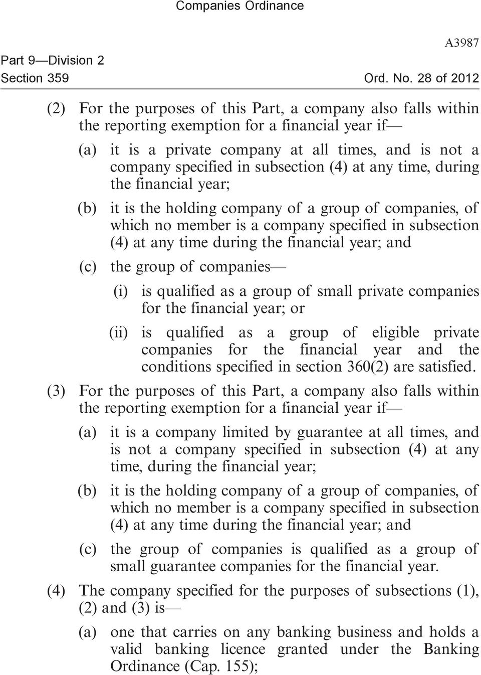 time during the financial year; and (c) the group of companies (i) is qualified as a group of small private companies for the financial year; or (ii) is qualified as a group of eligible private