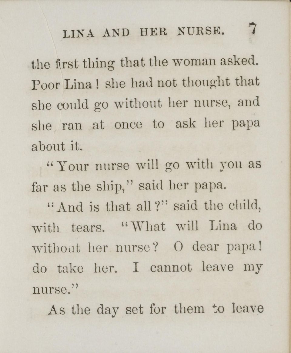 it. Your nurse will go with you as far as the ship, said her papa. And is that all?
