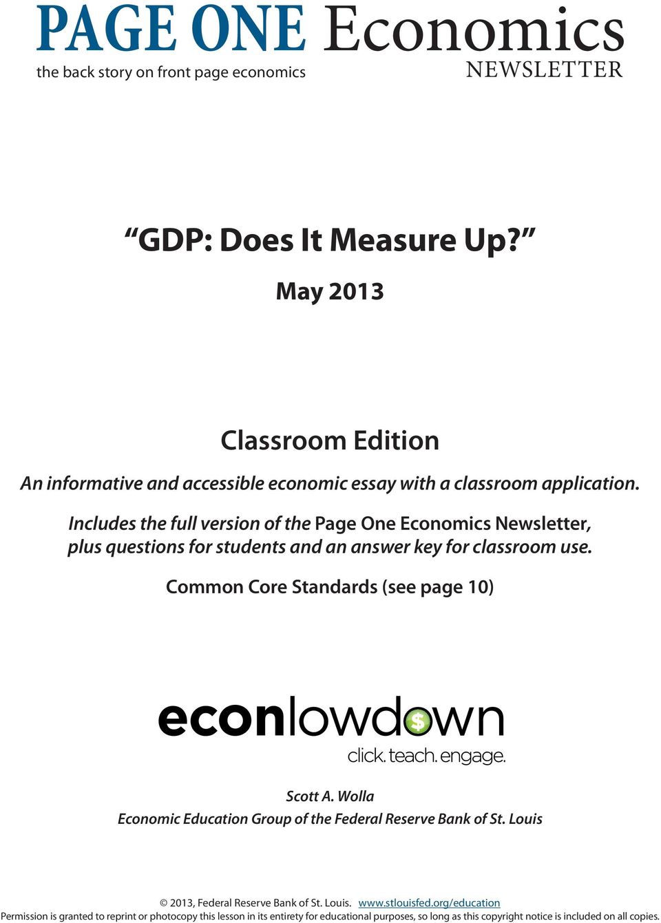 Includes the full version of the Page One Economics Newsletter, plus questions for students and an answer key for classroom use.