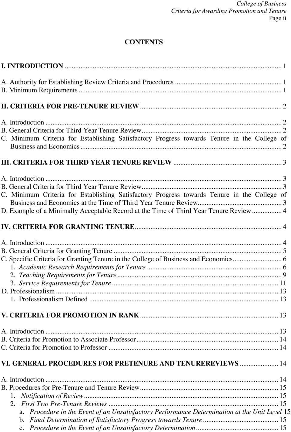 CRITERIA FOR THIRD YEAR TENURE REVIEW... 3 A. Introduction... 3 B. General Criteria for Third Year Tenure Review... 3 C.