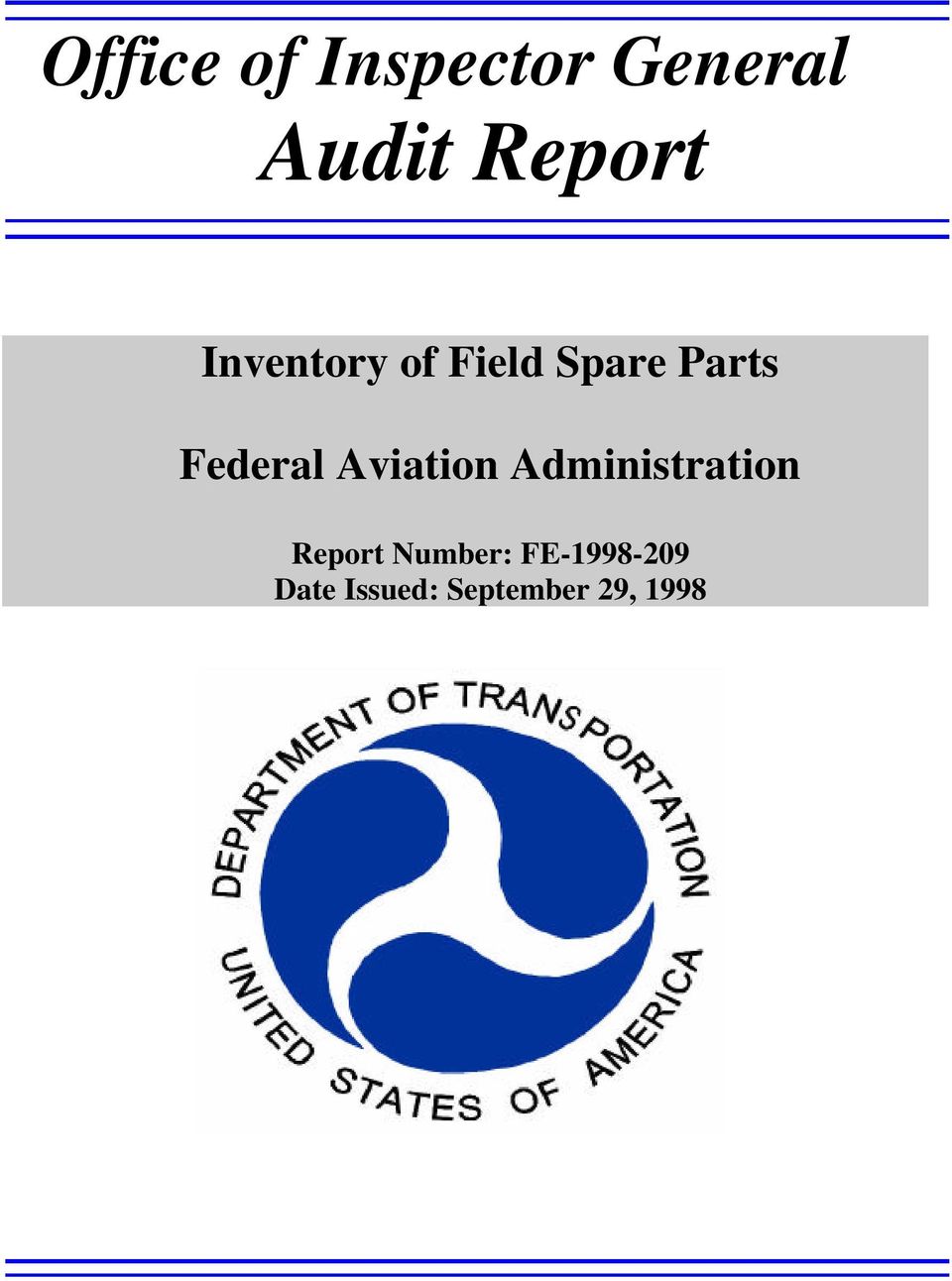 Aviation Administration Report Number:
