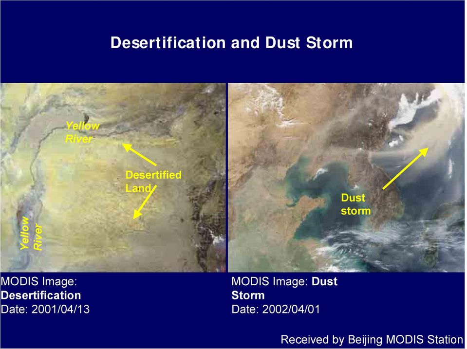 Desertification Date: 2001/04/13 MODIS Image: Dust
