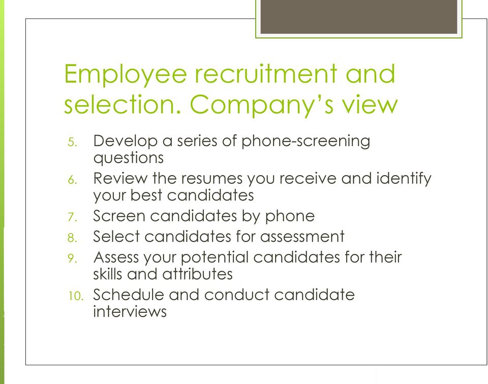 Review the resumes you receive and identify your best candidates 7.