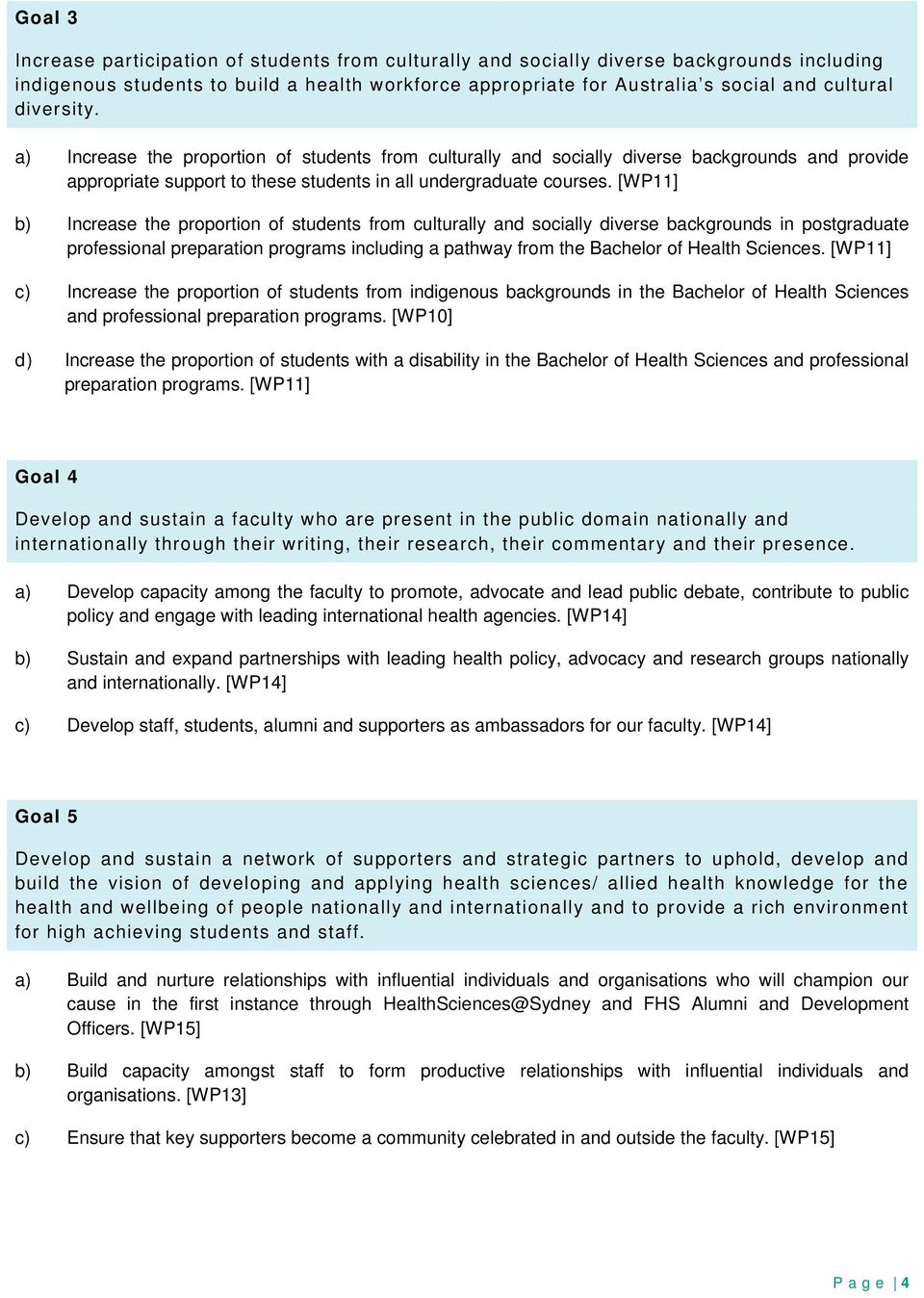 [WP11] b) Increase the proportion of students from culturally and socially diverse backgrounds in postgraduate professional preparation programs including a pathway from the Bachelor of Health
