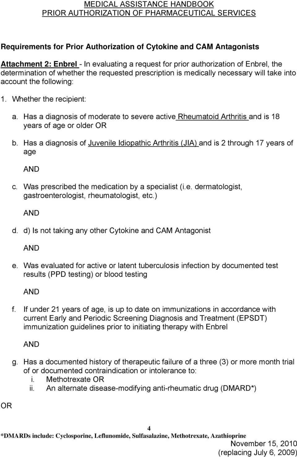 Has a diagnosis of moderate to severe active Rheumatoid Arthritis and is 18 years of age or older b. Has a diagnosis of Juvenile Idiopathic Arthritis (JIA) and is 2 through 17 years of age c.