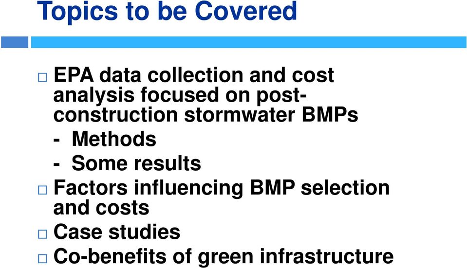 Methods - Some results Factors influencing BMP