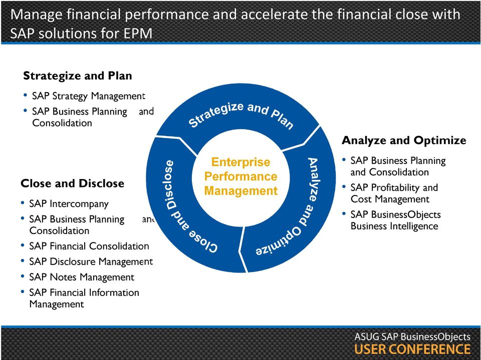 Consolidation SAP Disclosure Management SAP Notes Management SAP Financial Information Management Enterprise Performance Management