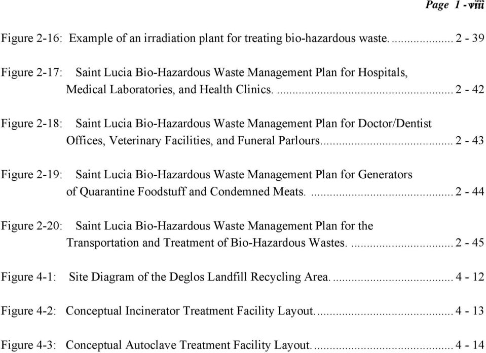 ... 2-42 Saint Lucia Bio-Hazardous Waste Management Plan for Doctor/Dentist Offices, Veterinary Facilities, and Funeral Parlours.