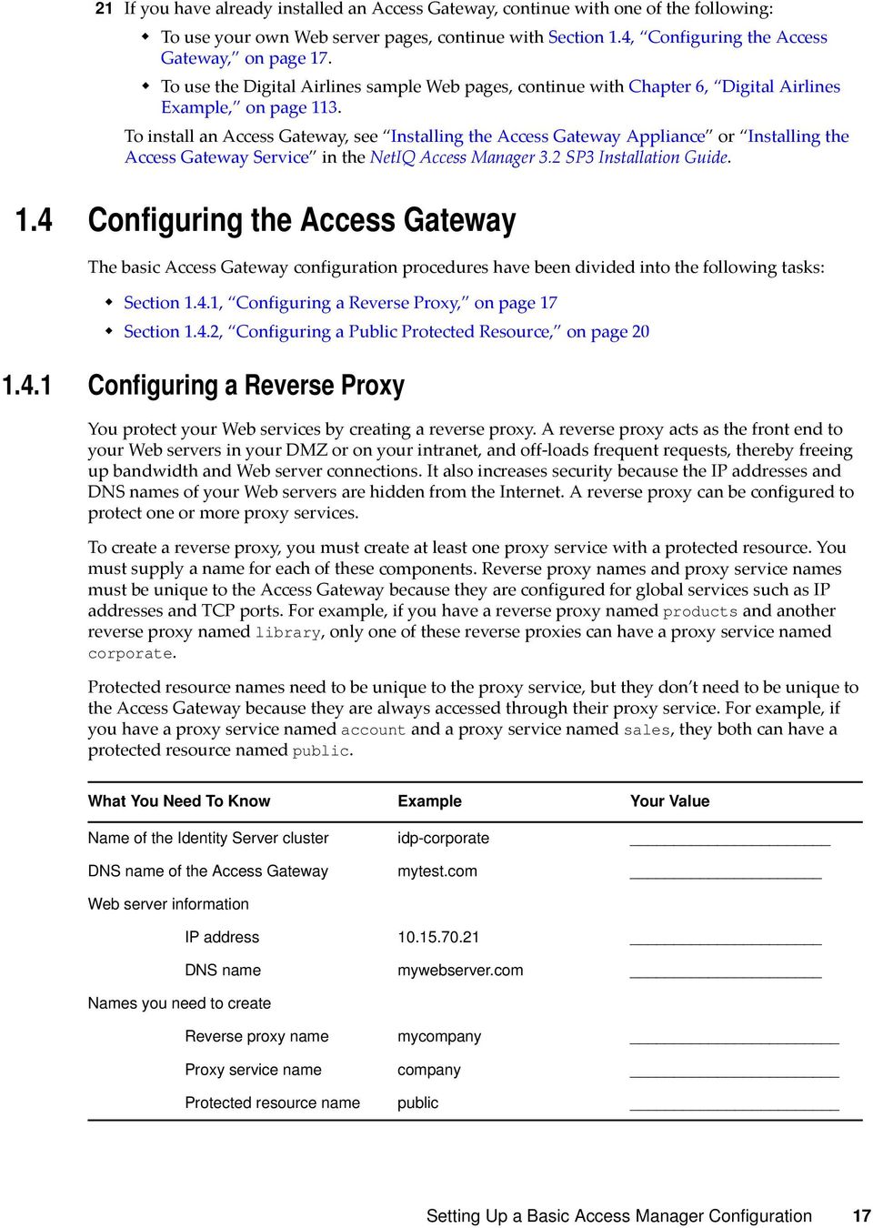 To install an Access Gateway, see Installing the Access Gateway Appliance or Installing the Access Gateway Service in the NetIQ Access Manager 3.2 SP3 Installation Guide. 1.