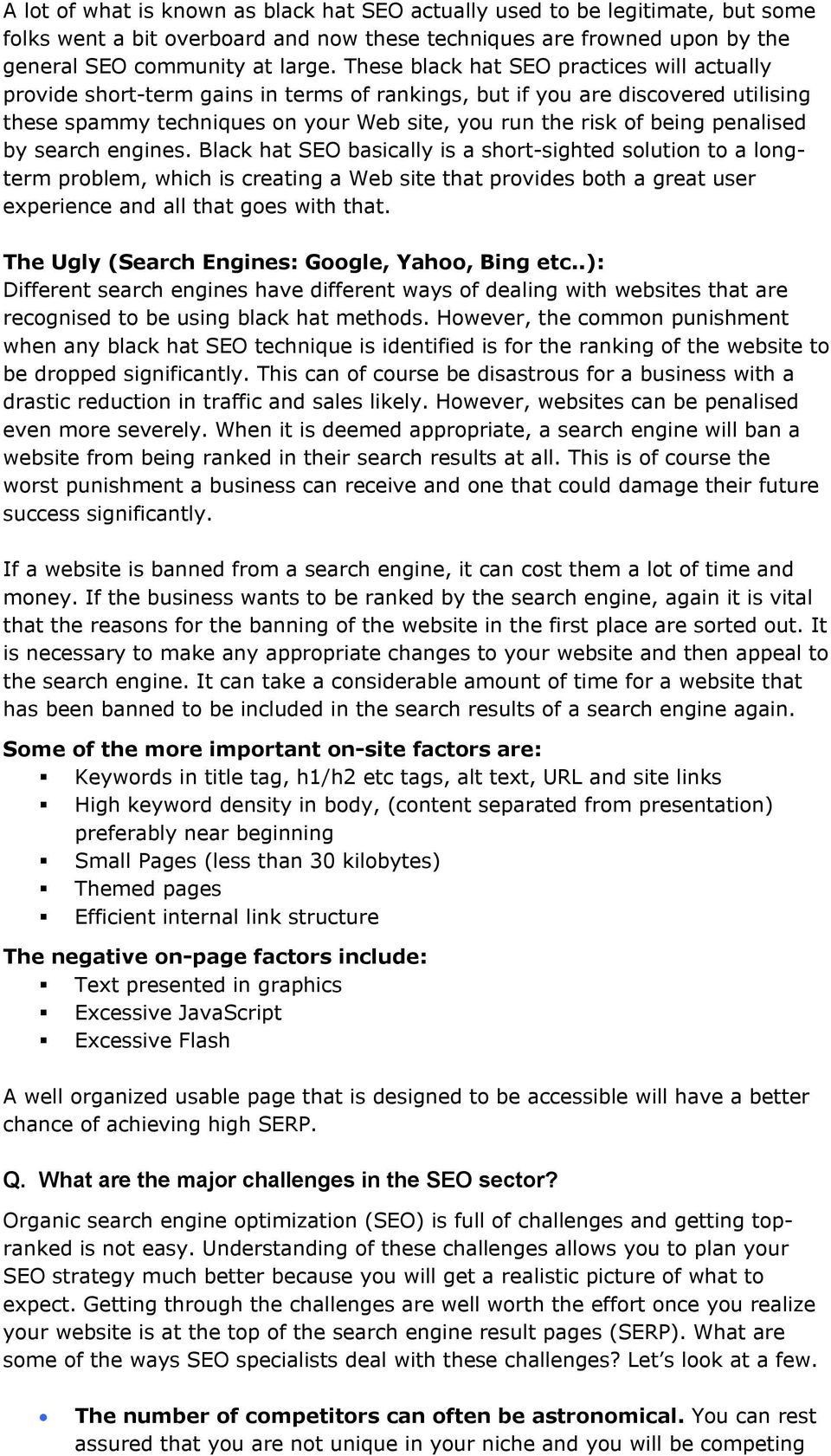 penalised by search engines.