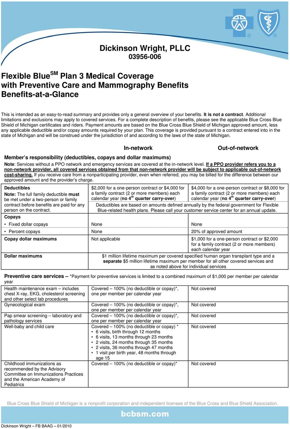 For a complete description of benefits, please see the applicable Blue Cross Blue Shield of Michigan certificates and riders.